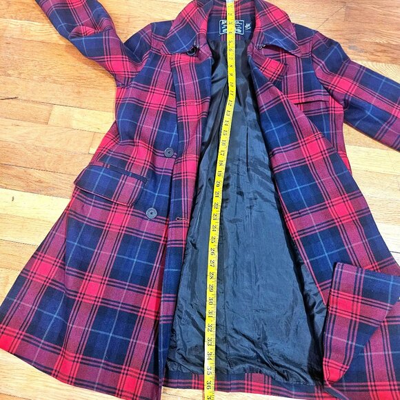 Woman's American Living preppy plaid academia button up long sleeve overcoat S - Picture 13 of 13